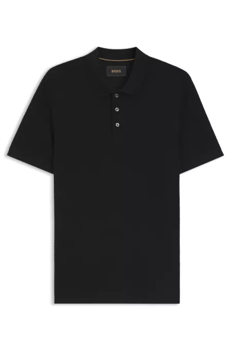 Mercerised-cotton polo shirt with basket weave