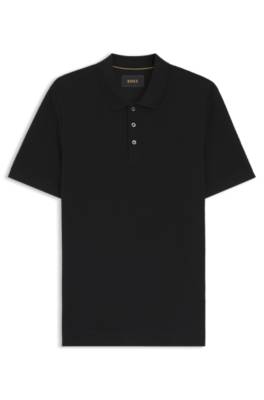 Mercerised-cotton polo shirt with basket weave 1