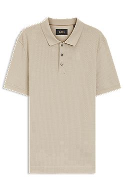 Mercerised-cotton polo shirt with basket weave
