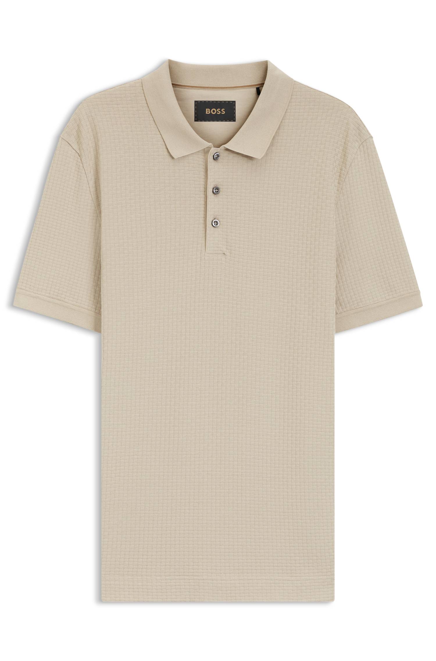 Boss Mercerised-cotton polo shirt with basket weave