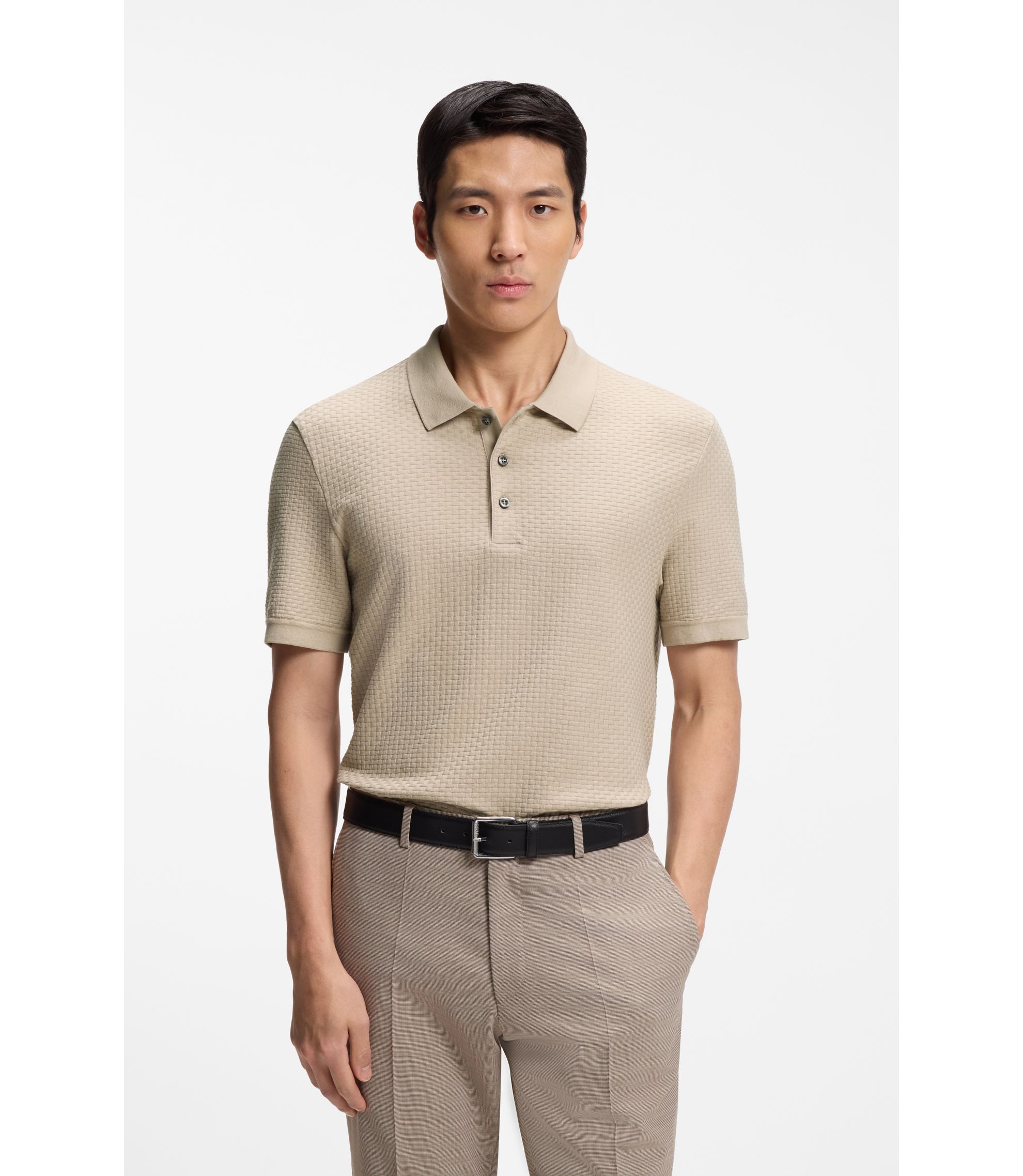 Poloshirt aus merzerisierter Baumwolle mit Panama-Webstruktur