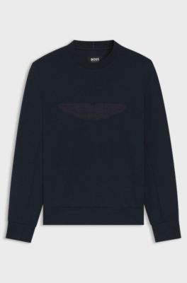BOSS x ASTON MARTIN Sweatshirt mit Fl&uuml;gel-Detail, Dunkelblau