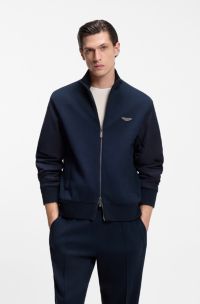 BOSS x ASTON MARTIN Sweatshirt mit Fl&uuml;gel-Detail, Dunkelblau