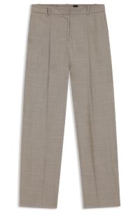 Regular-fit trousers in sharkskin-weave stretch wool, Light Beige