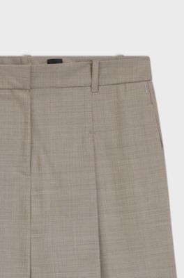 Regular-fit trousers in sharkskin-weave stretch wool, Beige