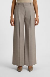 Regular-fit trousers in sharkskin-weave stretch wool, Light Beige