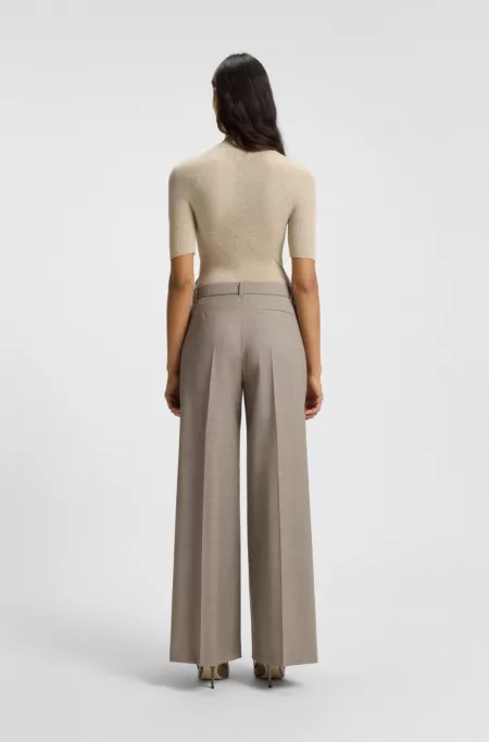Regular-fit trousers in sharkskin-weave stretch wool