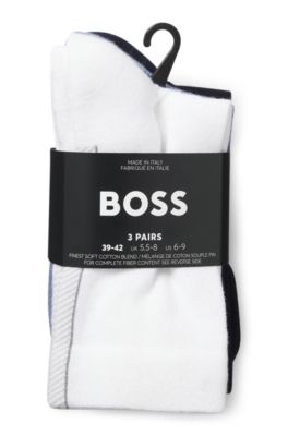 Three-pack of regular-length socks with structured tape, White / Blue