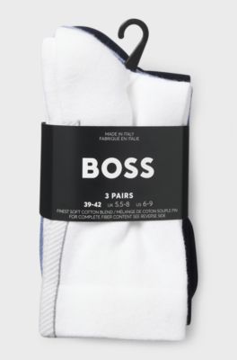 Three-pack of regular-length socks with structured tape, White / Blue