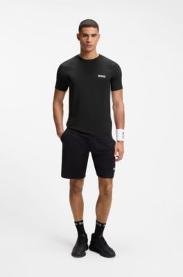 Slim-fit T-shirt in four-way stretch fabric, Black