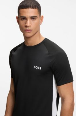 Slim-fit T-shirt in four-way stretch fabric, Black