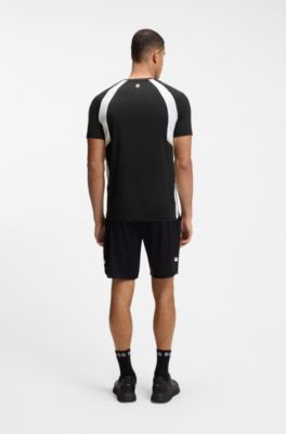 Slim-fit T-shirt in four-way stretch fabric, Black