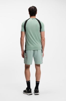 Hurtigt&oslash;rrende slim-fit T-shirt med firevejsstr&aelig;k, Lysegr&oslash;n