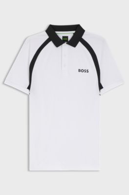 Active Snabbtorkande slim fit-pik&eacute;tr&ouml;ja i stretchmaterial, Vit