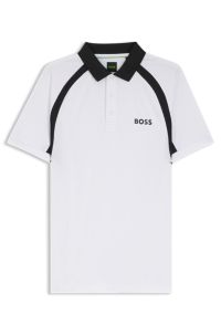 Quick-dry slim-fit polo shirt in stretch fabric, White
