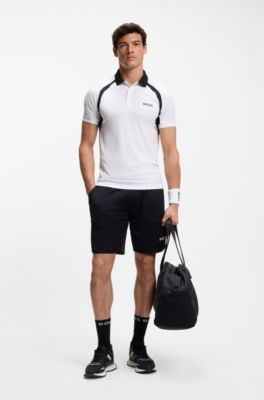 Active Snabbtorkande slim fit-pik&eacute;tr&ouml;ja i stretchmaterial, Vit