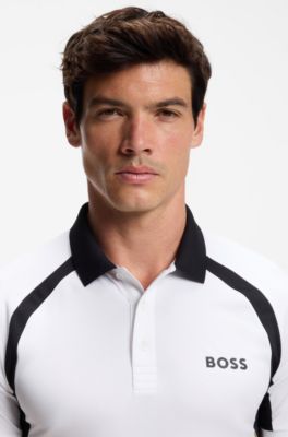 Active Polo slim fit in tessuto elasticizzato ad asciugatura rapida, Bianco