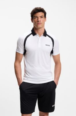 Quick-dry slim-fit polo shirt in stretch fabric, White