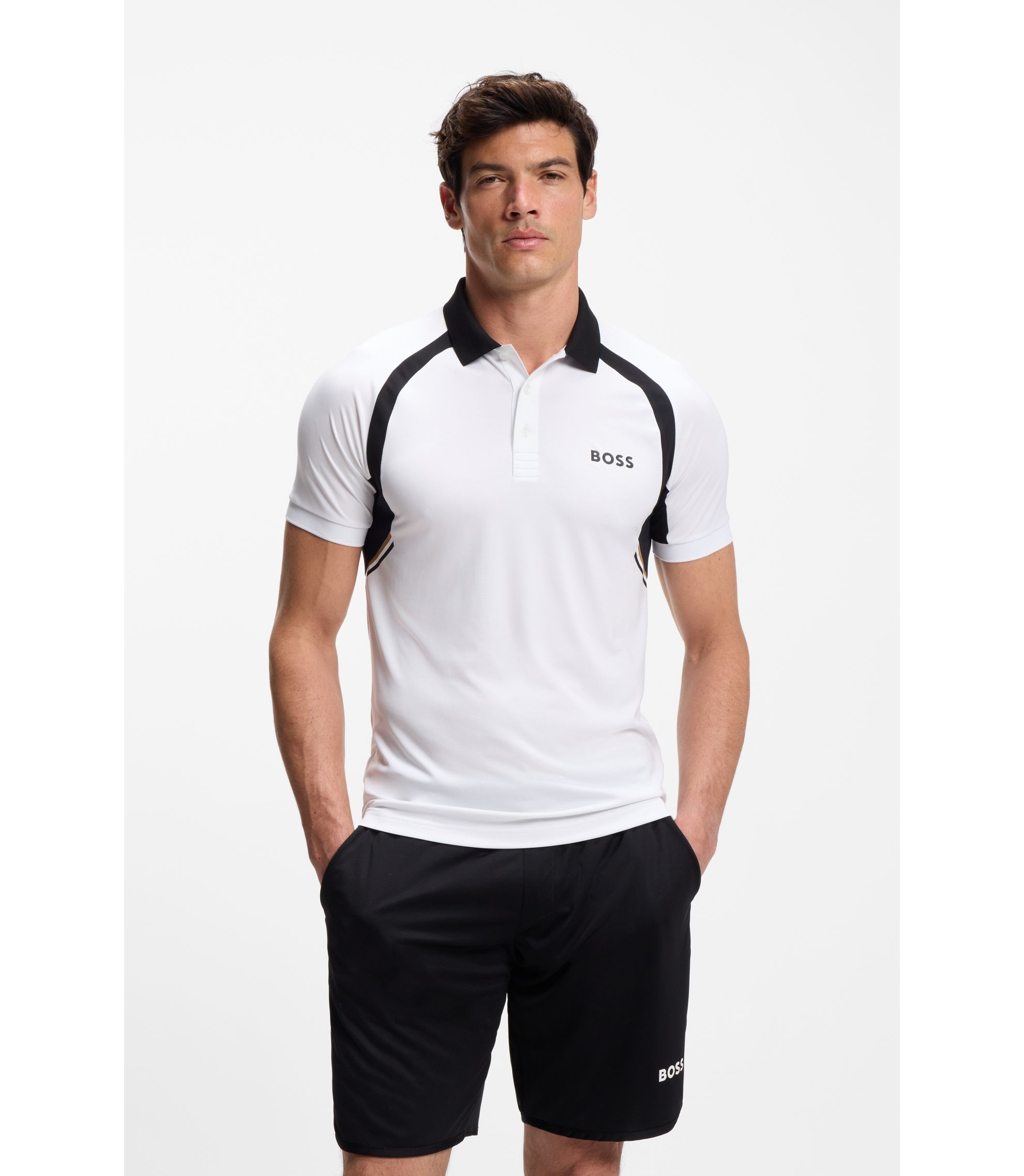 Slim-Fit Poloshirt aus schnell trocknendem Stretch-Gewebe