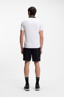 Active Polo slim fit in tessuto elasticizzato ad asciugatura rapida, Bianco