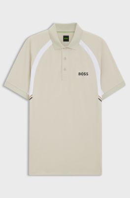 Active Quick-dry slim-fit polo shirt in stretch fabric, Light Beige