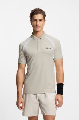 Active Quick-dry slim-fit polo shirt in stretch fabric, Light Beige