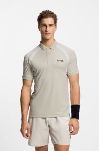 Quick-dry slim-fit polo shirt in stretch fabric, Light Beige