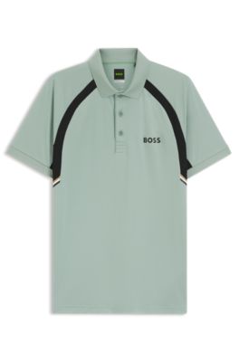 Quick-dry slim-fit polo shirt in stretch fabric, Light Green