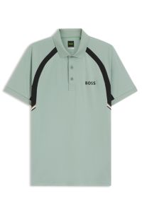 Quick-dry slim-fit polo shirt in stretch fabric, Light Green