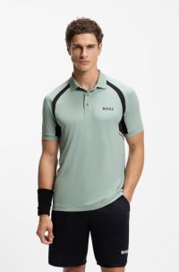 Quick-dry slim-fit polo shirt in stretch fabric, Light Green