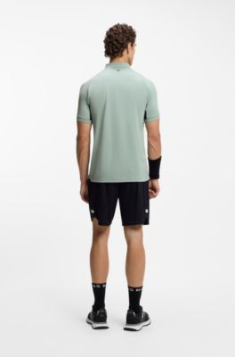Quick-dry slim-fit polo shirt in stretch fabric, Light Green