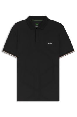 Quick-dry polo shirt with bodymapping details, Black