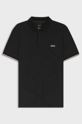 Quick-dry polo shirt with bodymapping details, Black