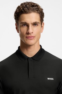 Quick-dry polo shirt with bodymapping details, Black