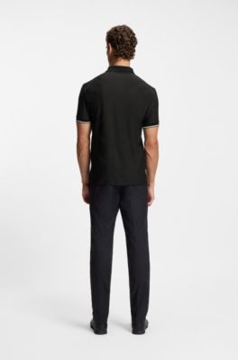 Quick-dry polo shirt with bodymapping details, Black