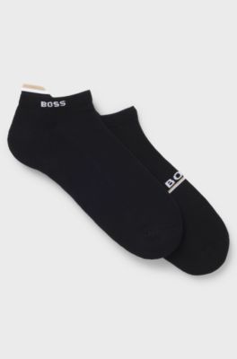 Paquete de dos pares de calcetines a la altura del tobillo con logos, Negro
