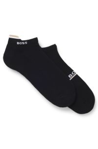 Two-pack of ankle-length socks with logos, Black