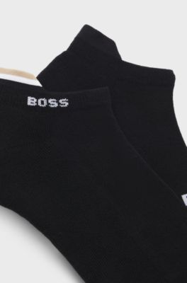 Two-pack of ankle-length socks with logos, Black