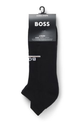 Two-pack of ankle-length socks with logos, Black