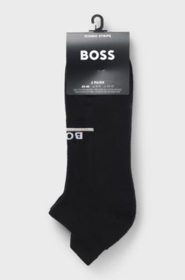 Two-pack of ankle-length socks with logos, Black