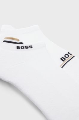 Two-pack of ankle-length socks with logos, White
