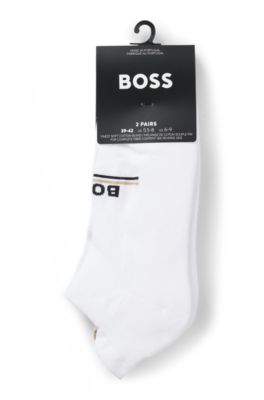 Two-pack of ankle-length socks with logos, White