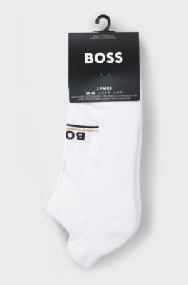Paquete de dos pares de calcetines a la altura del tobillo con logos, Blanco