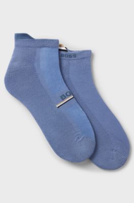 Two-pack of ankle-length socks with logos, Blue