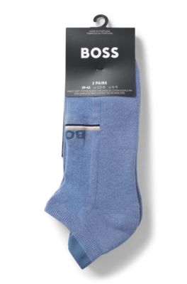 Two-pack of ankle-length socks with logos, Blue