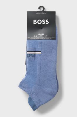 Lot de deux paires de chaussettes longueur cheville avec logos, Bleu