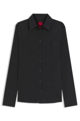 Hugo Slim-fit blouse in easy-iron cotton-blend twill blusar dam – bild 4