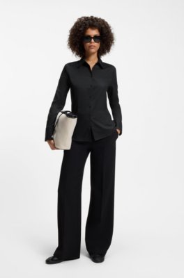 Hugo Slim-fit blouse in easy-iron cotton-blend twill blusar dam – bild 2