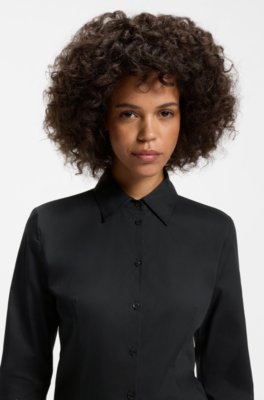Hugo Slim-fit blouse in easy-iron cotton-blend twill blusar dam – bild 3