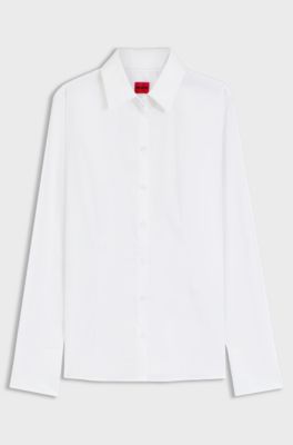 Camicetta slim fit in twill di misto cotone facile da stirare, Bianco